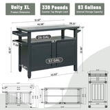Grill Carts Outdoor Storage Cabinet with Wheels, Metal Outdoor Grill Table Kitchen Dining Table W1859P170274
