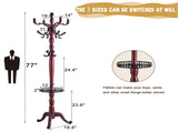 Freestanding Wooden Coat Rack, Vintage Natural Birch Wood Coat Tree with Hooks, Sturdy Hall Tree for 53428397