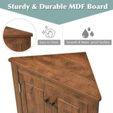 Brown Triangle Bathroom Storage Cabinet with Adjustable Shelves, Freestanding Floor Cabinet for Home WF291467AAD