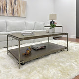 ZNTS Corbeta Metal Frame Wood Living Room Coffee Table with Casters T2574P164640