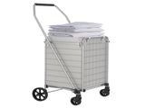 Shopping Cart with Shelf,Grocery Cart on Wheels, Foldable Utility Shopping Carts with Double Basket 83512660