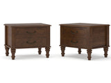 Farmhouse Nightstand with 2 Drawer, Traditional Wood Bedside Table, Wood Storage End Table with 4 W5819P523846