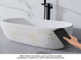51'' Freestanding Bathtub Resin Stone Soaking Bathtub Solid Surface Modern Tubs with Overflow and 83939166
