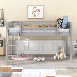 ZNTS Twin Size Wood Low Loft Bed with Ladder, ladder can be placed on the left or right, Gray 92722703