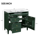 36'' Bathroom Vanity with Top Sink, Modern Bathroom Storage Cabinet with 2 Drawers and a Tip-out N710P230246F