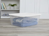 58 Quart Storage Box, Clear Plastic Storage Bin with Snap-on Lid, White, 8 Pack 24630416