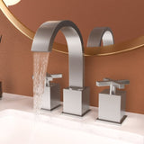 2 Handle Widespread Bathroom Faucet 3 Hole, with Pop Up Drain and 2 Water Supply Lines, Matte Black W124379941