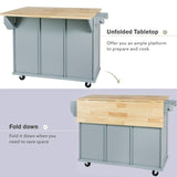 Kitchen Cart with Rubber wood Drop-Leaf Countertop ,Cabinet door internal storage racks,Kitchen WF298028AAN
