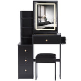 Small Size Left Bedside Cabinet Vanity Table Cushioned Stool, 2 AC2 USB Power Station, Hair dryer W936P202471