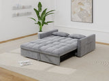 Corduroy Double Sleeper Sofa With Pull-Out Bed, 2 Pillows & Side Storage Pocket 03564076