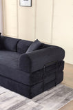Convertible Sleeper Sofa Bed with Cylindrical Pillow - Corduroy Folding Mattress Couch with W3199P277913