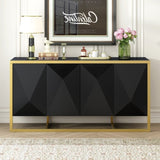 U_STYLE Mahogany Veneer Modern Sideboard with Unique Metal Legs,Suitable for Study,Entryway, N711P230808B