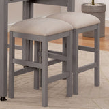 ZNTS Light Gray Set of 2pc Stools Kitchen Dining Room Furniture Beige Fabric Cushion Seat Chairs Stool B011P232973