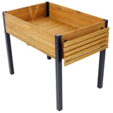 Raised Garden Bed, Metal Leg Wood Planter Boxes with Folding Storage Shelf,Elevated Planter Box for W465P182255