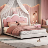 ZNTS Full size Upholstered Princess Bed With Crown Headboard,Full Size Platform Bed with Headboard and N733P180808K