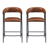 26'' Counter Stools Set of 2, Pu Upholstered Counter Stools with iron Frame, Backrest, Footrest, Arm N780P199985B