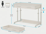 Mobile Side Table Height Adjustable Portable Desk with Storage Drawers 98923700
