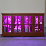 LED Curio Display Cabinet Antique Display Cabinet with Glass Doors Adjustable Shelves for W2275P292661