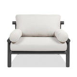 Zara 39.5" Dowel Frame Bolster Patio Deep Seating Armchair, Wheat Beige Axroma Olefin B2719P245978