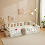 Fence Bed With Door With Board White Painted Pine Full Children's Bed 22080146