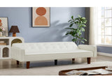 White Convertible Double Folding Room Sofa Bed, PU Leather, Tufted Buttons, Suitable for 15429988