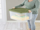 (2 pack) EZ Carry 70 Quart Large Storage Bin, Clear Plastic Storage Container with 50195586