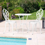 3 Pieces Patio Bistro Set, Rust-Resistant Cast Aluminum Outdoor Bistro Table and Chairs Set of 2, 03627350