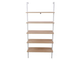 5-Layer Wall-Mounted MDF Iron Frame Display Rack 24.02*12.01*72in White&Oak 76363411