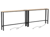2 Pack 39.4" Narrow Console Sofa Table with Power Outlets and USB Ports, Long 25208205