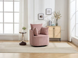Pink Swivel Accent Chair,Round Swivel Barrel Chair,Armchair Upholstered Living Room Chair Corduroy W2120P293678