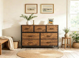 7-Drawer Fabric Dresser Storage Tower, Wide Chest Organizer with 2-Size Drawers, Sturdy Metal Frame 65531605