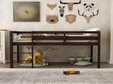 Twin Wood Loft Bed Low Loft Beds with Ladder,Twin,Espresso WF286816AAP