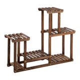 4-Story 7-Seat Indoor And Outdoor Multi-Function Carbonized Wood Plant Stand 80504556