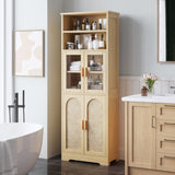 4 doors 6 layers with rattan surface Triamine board veneer 60*30*170cm display cabinet original wood 16373910