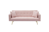 71.7 - inch Pink Teddy Fleece Sofa Bed with Two Complimentary Throw Pillows W3356P298512