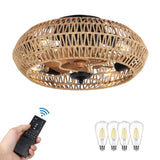 Rattan Ceiling Fan with 5 Bulbs W2738P242331