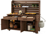 (Assembly Video) 65''H Large Garden Potting Bench with Lockable Wheels and Storage Cabinet, N717P404333D