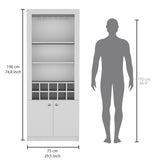 Nero 74-Inch Tall Bar Cabinet 4-Tier Modern Bar Cabinet with Glass Holder Stemware Rack, Wine B200P188834