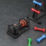 ZNTS 55LB 5 in 1 Single Adjustable Dumbbell Free Dumbbell Weight Adjust with Anti-Slip Metal Handle, 05224593