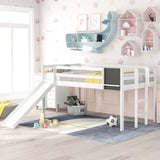 ZNTS Twin size Loft Bed Wood Bed with Slide, Stair and Chalkboard,White WF286310AAK