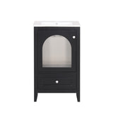 ZNTS 20" Bathroom Vanity with Sink, Bathroom Cabinet with Soft Closing Glass Door, A Drawer, Black 94526635