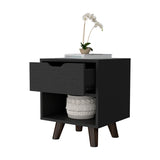 Black 1-Open Storage Shelf Nightstand B062P175114