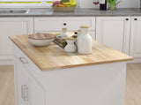 Kitchen island rolling trolley cart with Adjustable Shelves and towel rack rubber wood table top W28235386