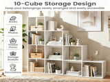 White Stepped 10-Cube Open Bookshelf 4-Tier Engineered Wood Storage Display Rack with Anti-Tipping 21730889