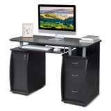 115* 55*74cm 15mm MDF Portable 1pc Door with 3pcs Drawers Computer Desk Black 47232081