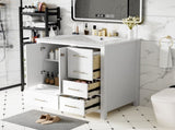 30'' Bathroom Vanity with Ceramic Sink Combo, Solid Wood Frame Bathroom Storage Cabinet, N710P194420K
