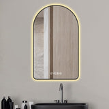 32"x60"Arched LED Mirror for Bathroom,Time and temperature display, Backlight, Anti-Fog, Dimmable, W2709P329053