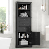 Black Triangle Tall Cabinet with 3 Drawers and Adjustable Shelves for Bathroom, Kitchen or Living N725P247409B