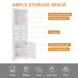 ZNTS White Triangle Tall Cabinet with 3 Drawers and Adjustable Shelves for Bathroom, Kitchen or Living 24582077