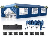10x30ft Outdoor Pop Up Canopy, Portable Instant Canopy Tent with 8 Sidewalls for Outdoor Events 24083847